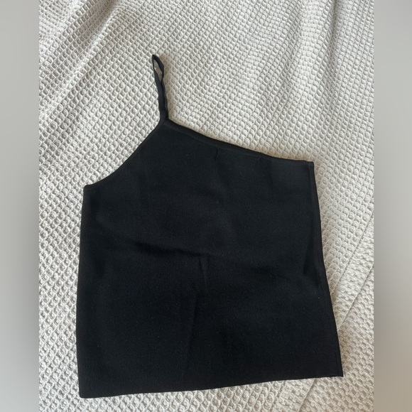 Mango one shoulder asymmetrical black top SMALL - Picture 2 of 7